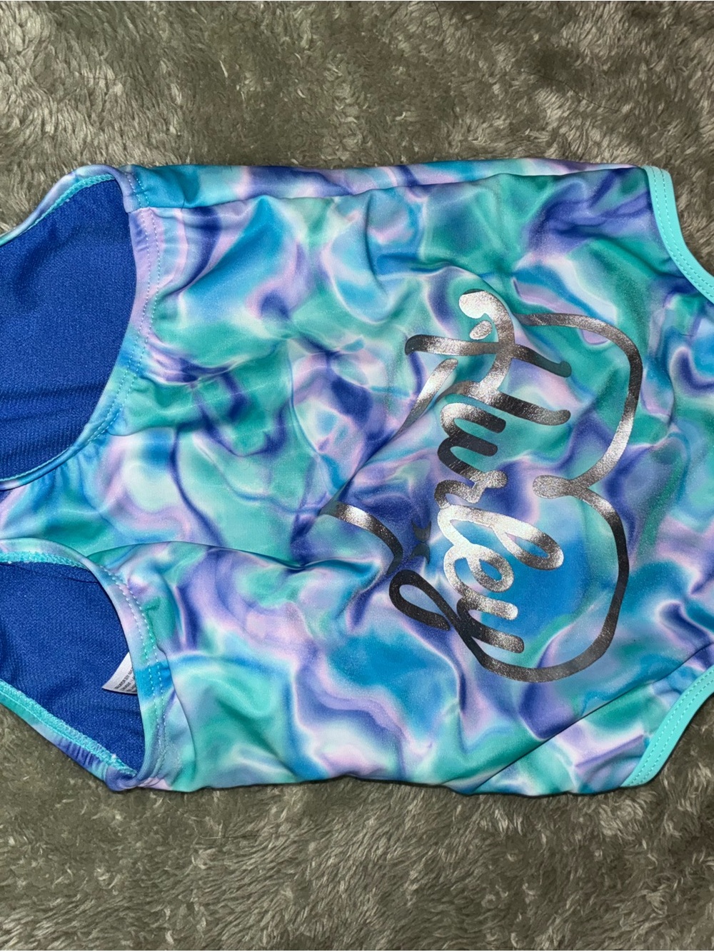 Hurley Turquoise Blue Purple Swirl One-Piece Girls' Swimsuit